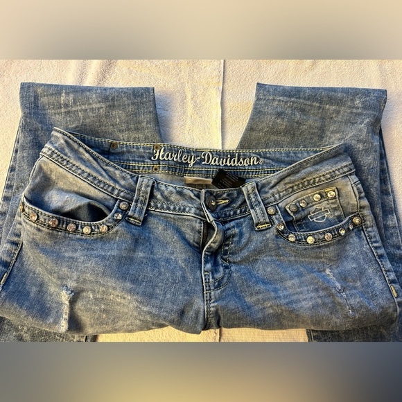 Harley-Davidson Bling Women's Blue Jeans - Picture 2 of 8
